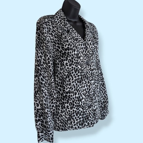 Vintage B&W Cheetah Print Blouse - Picture 2 of 5